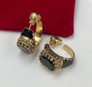 Punk Vintage Nero Gemma Ciondola Orecchino ad anello Personalità Scheletro Orecchio Stud Cerchio Orecchini pendenti Eardrop Gioielli da donna Designer Festa Anniversario Regalo