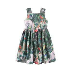 Barnkläder Summer Girls 'Elephant Forest tryckt Suspender Dress European och American Casual Children's Clothing