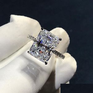 Band Rings Radiant Cut 3Ct Lab Diamond Ring 925 Sterling Sier Bijou Engagement Wedding For Women Bridal Party Jewelry Dro Dhuq2