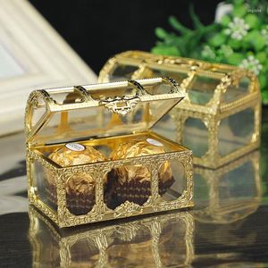 Gift Wrap Gold Silver PVC Package Box Clear Window Chocolate Crack Goodies för förpackningsfödelsedag bröllopsfestförsörjning 2st