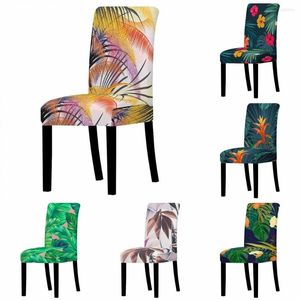 Chair Covers 1pcs Tropical Plants Flowers Cover Elastic Idyllic Green Leaves Dinner Table Case Home Decoration Stretch Seats