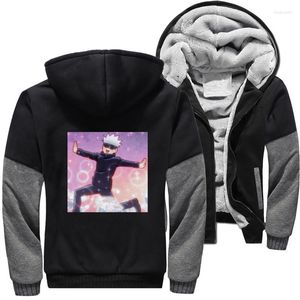 Erkek ceketleri jujutsu kaisen komik gojo Satoru manga anime sokak giyim hip hop kalın kış ceket erkekler sıcak polar sweatshirt ceket