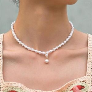 Anhänger Halsketten Mode Weiße Perlen Faux Perle Kette Halskette Für Frauen Weibliche Vintage Boho Einfache Barock Mädchen Choker Schmuck Geschenk