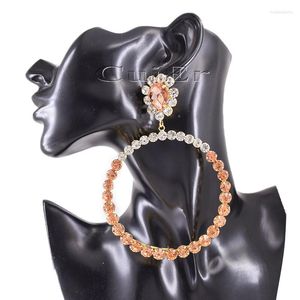 Hoop Earrings CuiEr 4.7" Big Earring For Women Rhinestones Fashion Drop Sparkly Huge Size Stage Wedding Jewelry