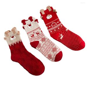 Men's Socks 3 Pairs Of Elk Pattern Christmas Cartoon Stockings Adorable Box