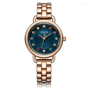 Armbanduhren Julius Lady Damenuhr MIYOTA Fashion Hours Buntes Geburtsstein-Armband Business-Uhr Mädchengeburtstag Valentinstag