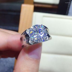 Cluster Ringe Handgemachter männlicher 5ct Lab Moissanit Ring 925 Sterling Silber Versprechen Verlobung Ehering für Männer Party Schmuck