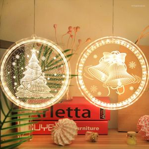 Str￤ngar juldekoration f￶r hem 3D LED Santa Claus Elk Snowman Lights Batteri h￤ngande Xmas ￅr 2022 Holiday Decor Lighting