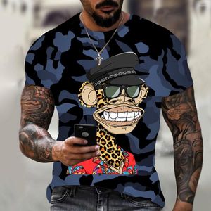 Erkek Tişörtleri T-Shirt 3D Baskılı Kısa Kollu Büyük Boyutlu Kişiselleştirilmiş Moda Büyük Ağız Maymun Deseni