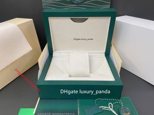 5A caixas de relógio verde escuro caixa de presente de moda de madeira original para 126610 126613 116500 116506 126710 126660 caixa de relógios Rolex de luxo livreto de cartão bolsa-2