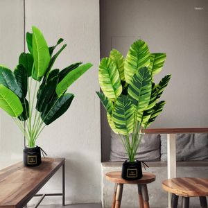 Flores decorativas 18Heads Planta artificial Grande árvore de banana folha plástica nórdica falsa para decoração de casamento em jardim em casa