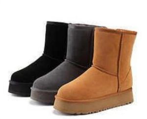 women's platform cotton boots winter fashion girl genuine suede leather half thick bottom warm boots