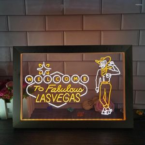 Party Decoration Cowboy Welcome To Las Vegas Beer Bar Pub Display Dual Color Led Neon Sign Po Frame Bedroom Desk 3d Night Light