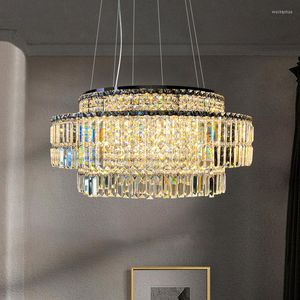 Candeliers modernos lustres de lustre de casa iluminação de decoração do teto escovado montado para sala de estar com luminária de lâmpada pendurada