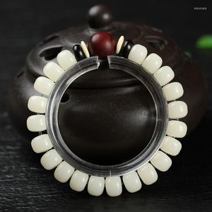 Strang Design 10mm Lobular Rosenholz Schwarz Kokosnussschale mit weißem Bodhi Perlen Charm Buddhaist Armband Frauen Yogaschmuck