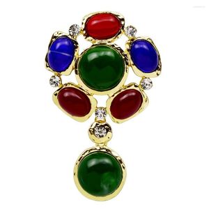 Brooches CINDY XIANG Arrival Vintage Colorful Bead Brooch Middle Age Fashion Jewelry Winter Coat Pin High Quality