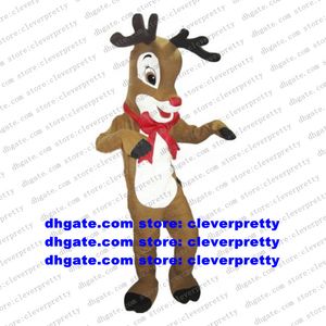 Brown Rudolph Mascot Costume Red Nose Renifer Charlie Milu Deer Cartoon Charakterys Cute Lovable Contacting Ceremonia ZX2138