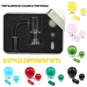 Novo conjunto de banger de quartzo terp slurper acessórios para fumar sem cúpula 10mm 14mm 18mm masculino feminino 45/90 graus prego para plataformas de petróleo bong dab