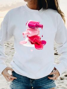 Kadın Hoodies Kadın Makyaj Makyaj Baskı Kadın Bahar Sonbahar Moda Günlük Trendi Uzun Kollu Grafik Sweatshirt Giyim kazakları