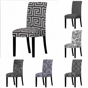 Chair Covers Geometry Elastic Cover For Dining Room Black Plaid Stretch Seat Case Anti-Dirty Party Home Decor Slipcovers