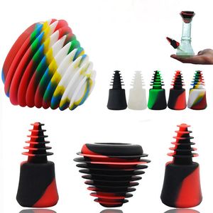 R￶kning F￤rgglad silikon Swirl 3in1 Reng￶ring Plug Torra Herb Tobacco Waterpipe Filter Glasflaska Bong Oil Rigs Straw Container SEAL Clean Caps Hookah Cover Holder
