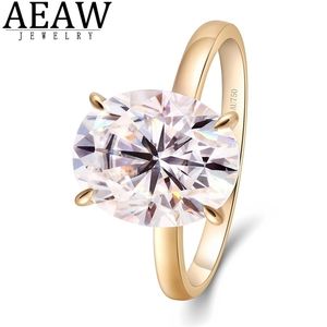 Solitaire Ring 30 8X10 mm DE Color VVS1 Oval Cut Engagement 14K Real Yellow Gold Test Positive Certificated 221109