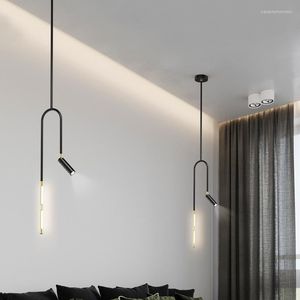 Lampade a sospensione Moderna per interni Comodino Camera da letto Luce a led Lampada creativa Sala da pranzo Lampadario Cucina Illuminazione a sospensione in oro nero