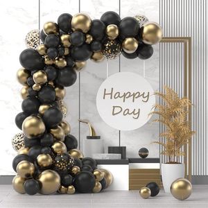 Decoração de festas Balão de ouro preto Garland Arch Kit Confetti LATEX 30º 40º 50º aniversário Decorações de adultos chá de bebê adultos