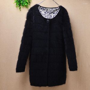 Women's Knits Top Majur Ladies Winter Coats Slim O-neck Long Sleeves Mink Cashmere Hand Knitted China Sale Discount