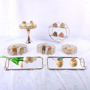 Narzędzia do pieczenia 6-8pcs stojak na ciasto kryształowy Zestaw metalowe lustro Dekoracje babeczki deser cokołek