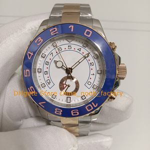 8 Stil med Box Men's Automatic Watches Men 44mm White Dial Two-Tone Rose Gold Ceramic Bezel Armband Chronograph Inget Work Asia 2813 Movement Watch