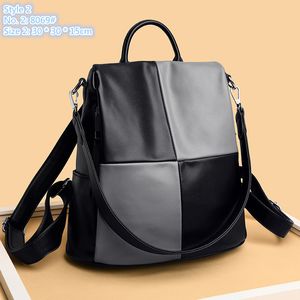 Wholesale ladies shoulder bag 2 styles simple contrast leather backpack vertical high-capacity color matching fashion handbag leisure anti-theft handbag 5302#