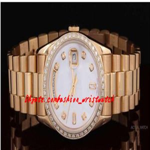 luxury watches fashion watches 18k yellow gold 18238 with mop diamond dial automatic mechanical brand mens watch mens watches155M