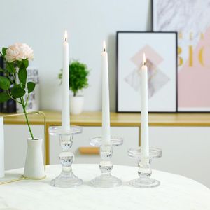 Candle Holders Glass Stick Clear Taper Candles Holder For Buring Led Party And Wedding Centerpieces