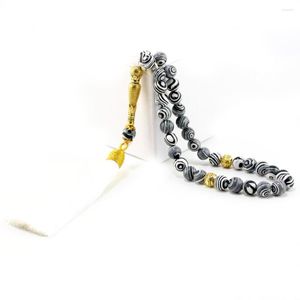 Strand preto malaquita Tasbih Stone Pingente pendente de pentel 8mm Molas de oração islâmica tesbih homens mulheres luxuosas jóias misbaha