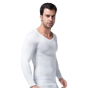 Yoga Outfit Men's Thermal Underwear Seamless V-neck Long-sleeved Corset In Tight Body Tummy Posture Correction Compressed Sports Bra