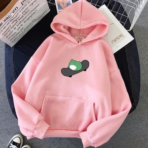 Men's Hoodies Skateboard Frog Women Unisex Male Female Cartoon Print Anime Clothes Loose Casual Men Pullover Streetwears Korean Hooded