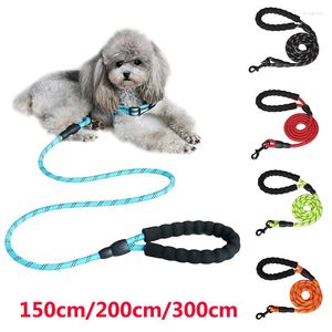 Dog Collars Strong Leash Nylon Reflective Round Rope For Harness Small Medium Large Pet Walking Accessories Drop