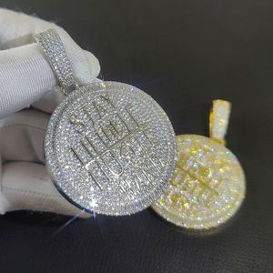 2022 Neuer Mode Hip Hop Rap Großer runde Anhänger Halskette Full Bling Zirkon 18k Real Gold Platted Jewelry Top Qualität