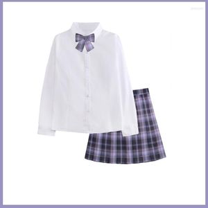 Clothing Sets School Girl Uniform Pleated Skirts Japanese High Waist A-Line Plaid Skirt Sexy JK Uniforms For Woman Full Set XXL