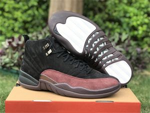 2022 Autentisk 12 A Ma Maniere Black Bourgogne Crush Shoes Men Women Eastside Golf Black Taxi Real Carbon Fiber Athletic Sneakers With Original Box