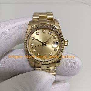 20 Färg Kvinnor med Box Watch Women 31mm Yellow Gold Diamond Dial Ladies Armband Asia 2813 Rörelse Automatisk mekanisk damklockor