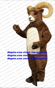 Brązowy długi futra Bighorn Ram Mascot Costume Antelope Gazelle Goat Cartoon Postacie spotkanie Witam All Saints Day ZX1545