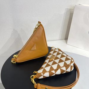 Double bag Designer Woven and leather triangle bag Women's shoulder bag Double shoulder belt size 21x28CM