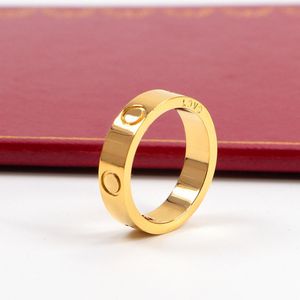 Titanstål silver kärleksring män och kvinnor roséguld smycken för älskare parringar present storlek 5-11 Bredd 5 mm