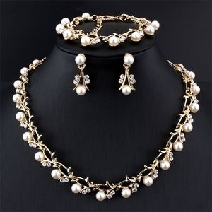 Hochzeit Schmuck Sets Mode Imitation Perle Halskette Ohrring Braut Für Frauen Elegante Party Geschenk 221109