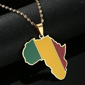 Hänge halsband afrikanska modesmycken rostfritt stål afrika karta mali flagga för kvinnor