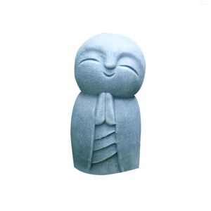 Trädgårdsdekorationer liten munkskulptur bön dekoration enkel buddha staty hem utomhus grå harts liten jizo vardagsrum prydnad