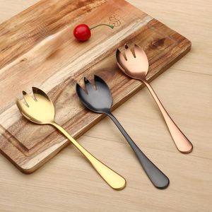 Dinnerware Sets Gold Salad Spoon Fork Stainless Steel Cutlery Set Serving Colorful Unique Spoons