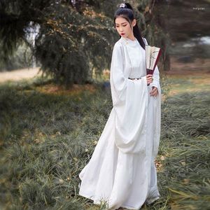 Etnik Giyim Hanfu Elbise Menwomen Antik Çin Geleneksel O boyun yeşil Mavi Beyaz Robe Çiftler Karnaval Cosplay Kostüm Plus Boyut
